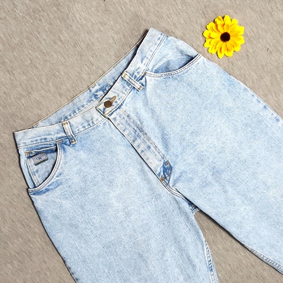 Vintage Wrangler Light Wash High Rise Tapered Leg Baggy Relaxed Mom Jeans - Picture 3 of 9